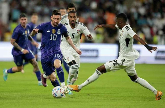 Lionel Messi, timnas Argentina vs Uni Emirat Arab - Kamran Jebreili-AP
