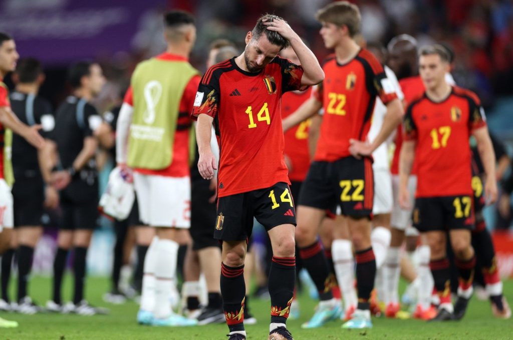 Pemain Belgia Eden Hazard lesu usai dikalahkan Maroko- OptaJoe