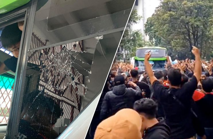 Bus timnas Thailand dilempar suporter timnas Indonesia - Thairath