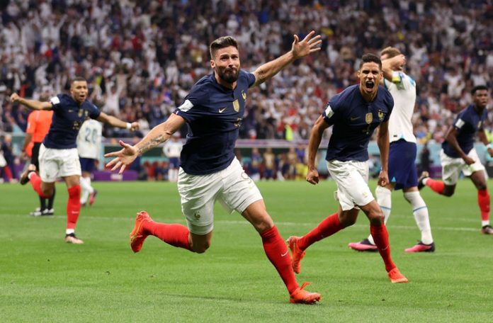Inggris vs Prancis, Piala Dunia 2022, Olivier Giroud Raphael Varane - Twitter @iF2is