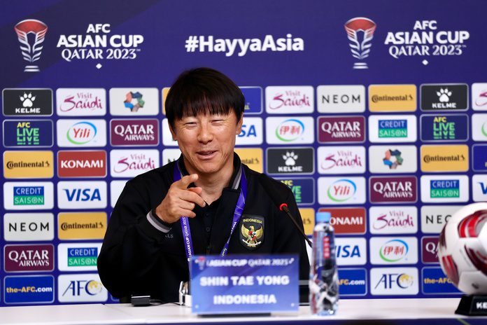 Shin Tae-yong, pelatih timnas Indonesia, prescon jelang Indonesia vs irak Piala Asia 2023 - PSSI